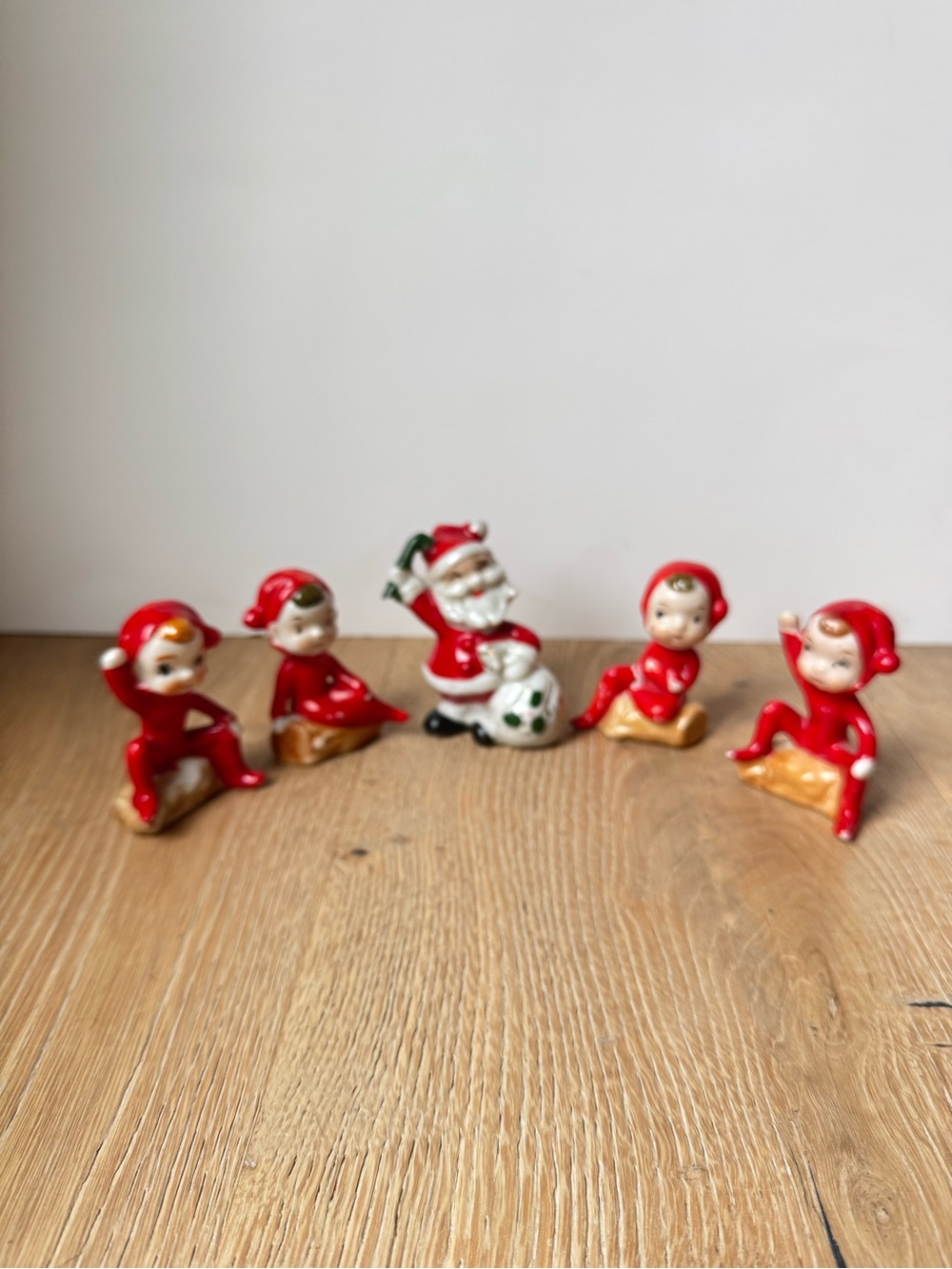 🔥VINTAGE RARE JAPAN CERAMICS Pixie ELVES & SANTA set of 5 PriceFirm!